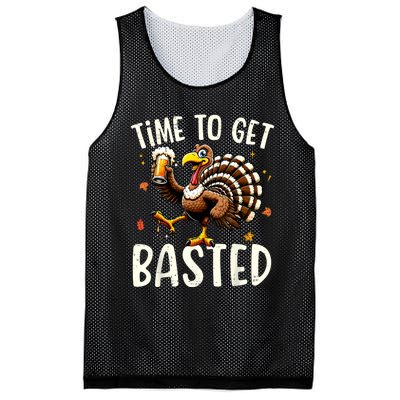 Turkey Time To Get Basted Funny Happy Thanksgiving Mesh Reversible Basketball Jersey Tank