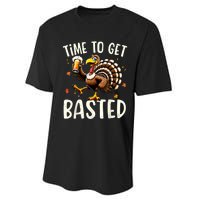 Turkey Time To Get Basted Funny Happy Thanksgiving Performance Sprint T-Shirt