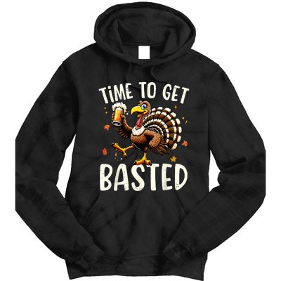 Turkey Time To Get Basted Funny Happy Thanksgiving Tie Dye Hoodie