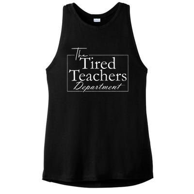 The Tired Teachers Department Teacher Appreciation Day Ladies PosiCharge Tri-Blend Wicking Tank