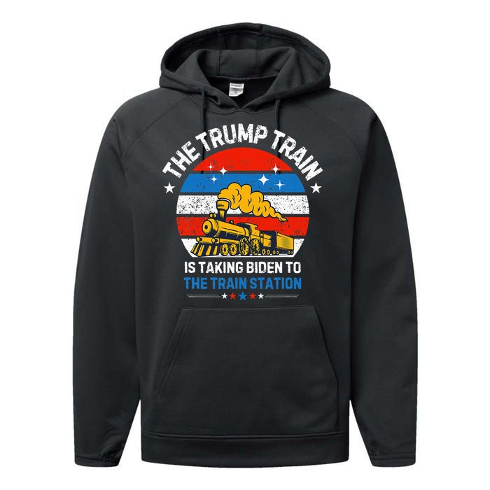 The Trump Train Is Taking To The Train Station Performance Fleece Hoodie