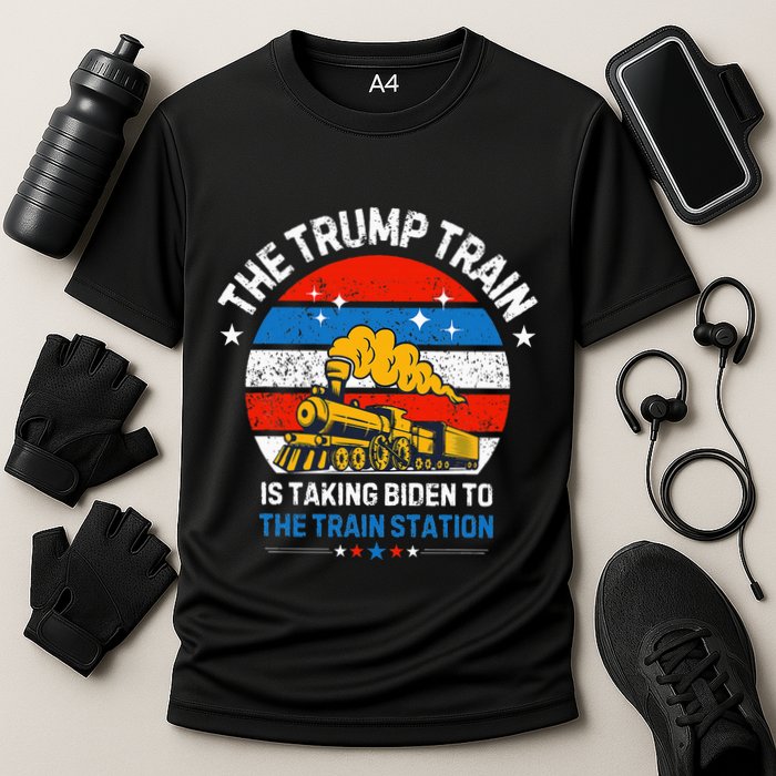 The Trump Train Is Taking To The Train Station Cooling Performance Crew T-Shirt