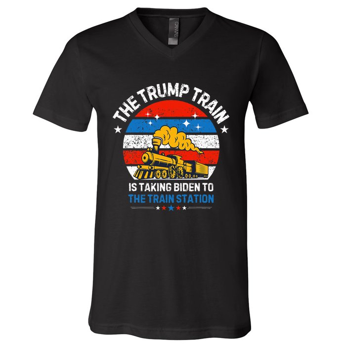 The Trump Train Is Taking To The Train Station V-Neck T-Shirt