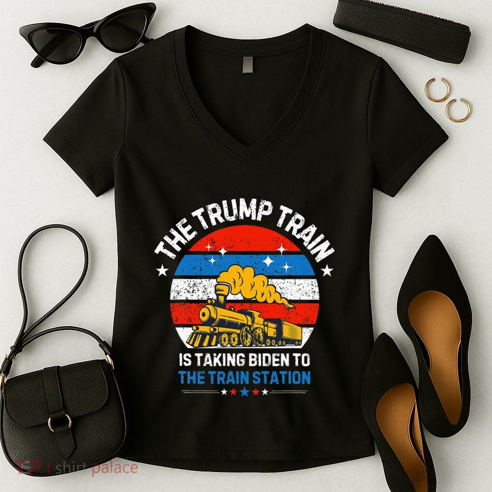 The Trump Train Is Taking To The Train Station Women's V-Neck T-Shirt