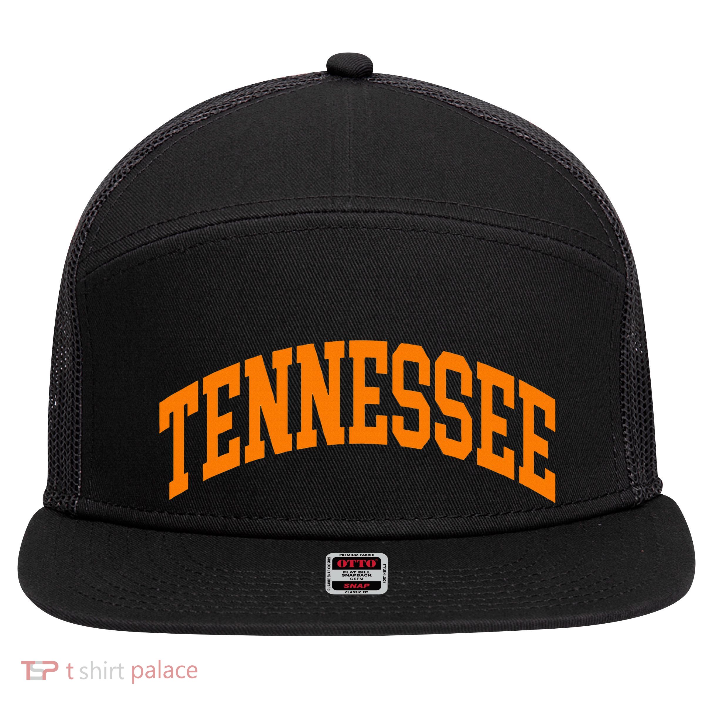 Tennessee Tn Throwback Design Classic Style Orange Text 7 Panel Mesh Trucker Snapback Hat
