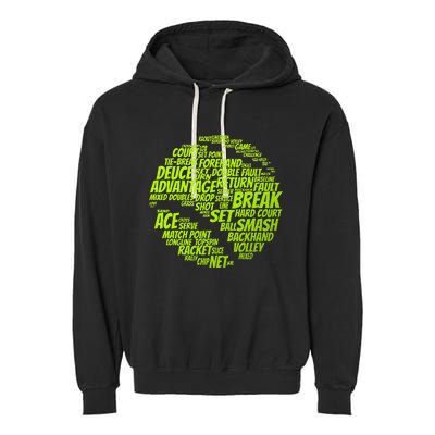 Tennis Terms Tennis Player Playing Tennis Ball Garment-Dyed Fleece Hoodie