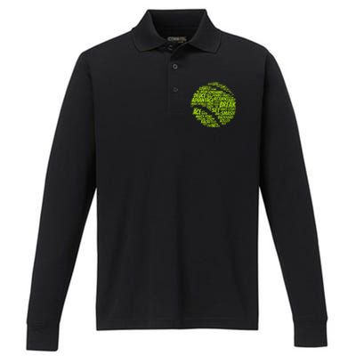 Tennis Terms Tennis Player Playing Tennis Ball Performance Long Sleeve Polo