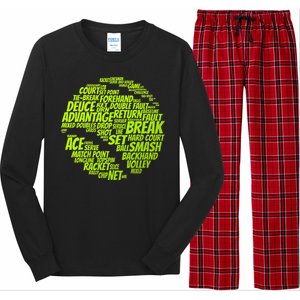 Tennis Terms Tennis Player Playing Tennis Ball Long Sleeve Pajama Set