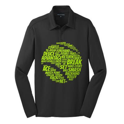 Tennis Terms Tennis Player Playing Tennis Ball Silk Touch Performance Long Sleeve Polo