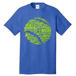 Tennis Terms Tennis Player Playing Tennis Ball Tall T-Shirt