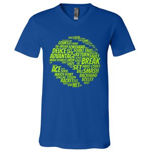 Tennis Terms Tennis Player Playing Tennis Ball V-Neck T-Shirt