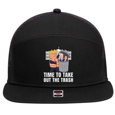 Time To Take Out The Trash Trump 7 Panel Mesh Trucker Snapback Hat