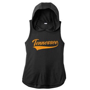 Tennessee TN Throwback Distressed Design Classic Ladies PosiCharge Tri-Blend Wicking Draft Hoodie Tank