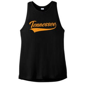 Tennessee TN Throwback Distressed Design Classic Ladies PosiCharge Tri-Blend Wicking Tank