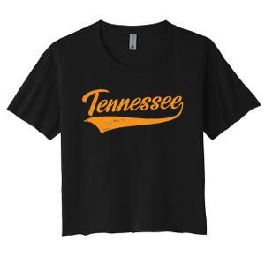 Tennessee TN Throwback Distressed Design Classic Women's Crop Top Tee