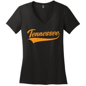 Tennessee TN Throwback Distressed Design Classic Women's V-Neck T-Shirt