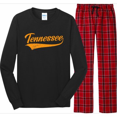 Tennessee Tn Throwback Distressed Design Classic Long Sleeve Pajama Set