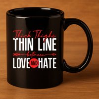 Thick Thighs Thin Line Between Love And Hate ValentineS Day Gift 11oz C Handle Ceramic Mug