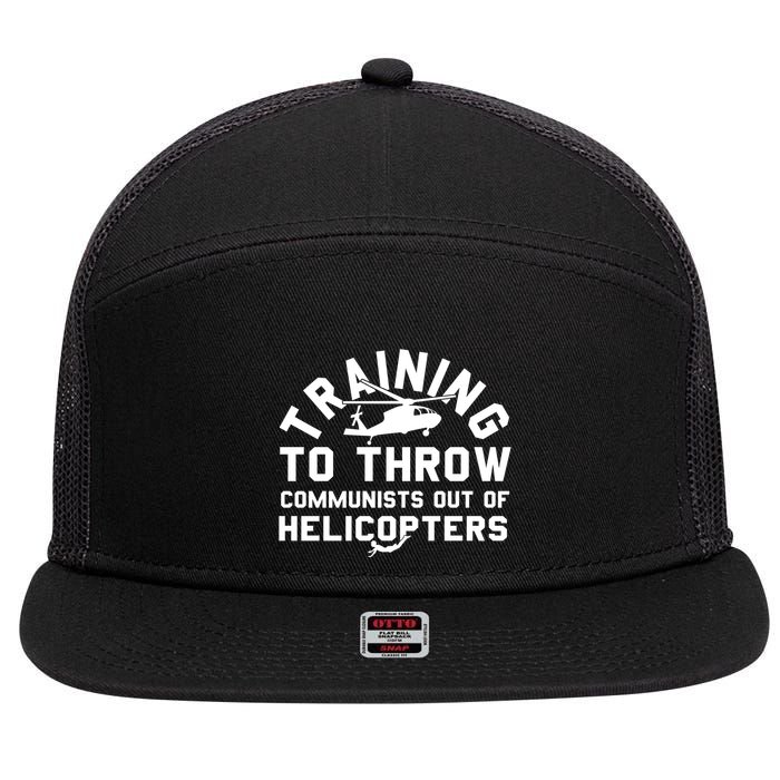 Training To Throw Communists Out Of Helicopters 7 Panel Mesh Trucker Snapback Hat