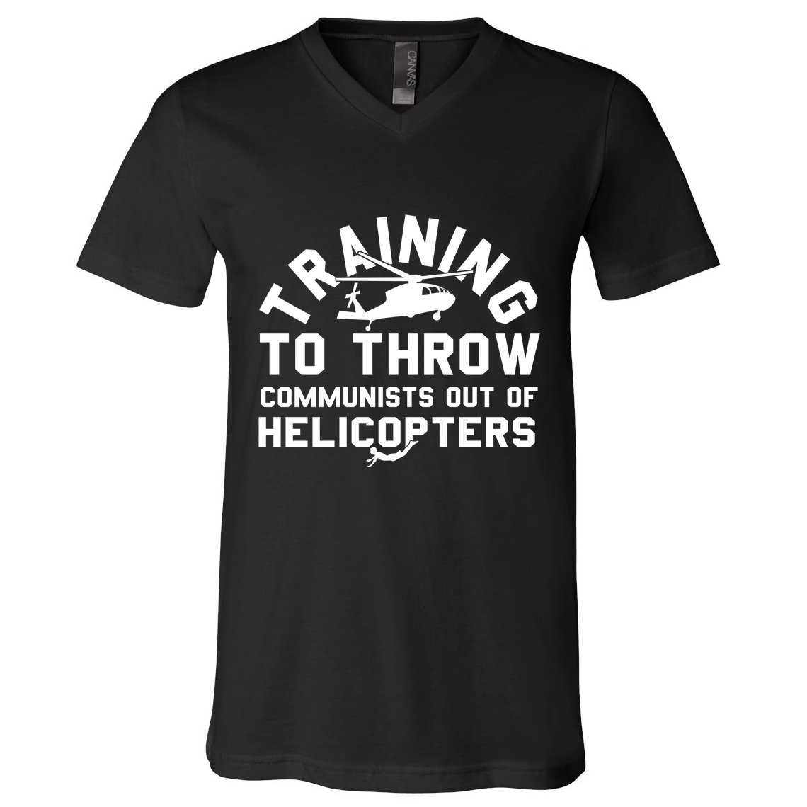 Training To Throw Communists Out Of Helicopters V-Neck T-Shirt