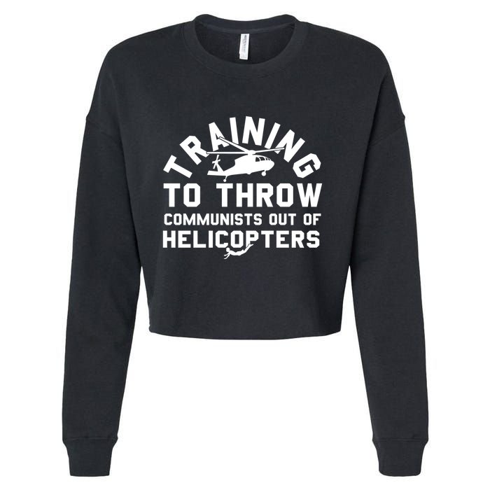 Training To Throw Communists Out Of Helicopters Cropped Pullover Crew