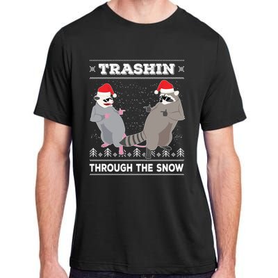 Trashin Through The Snow Garbage Gang Opossum Raccoon Santa Adult ChromaSoft Performance T-Shirt