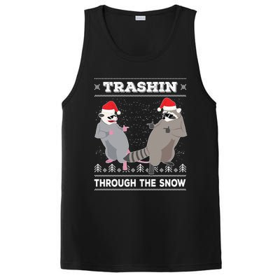 Trashin Through The Snow Garbage Gang Opossum Raccoon Santa PosiCharge Competitor Tank