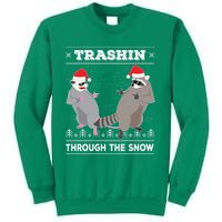 Trashin Through The Snow Garbage Gang Opossum Raccoon Santa Sweatshirt