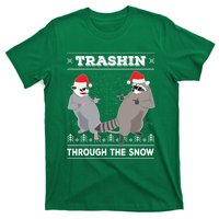 Trashin Through The Snow Garbage Gang Opossum Raccoon Santa T-Shirt