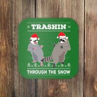 Trashin Through The Snow Garbage Gang Opossum Raccoon Santa Coaster