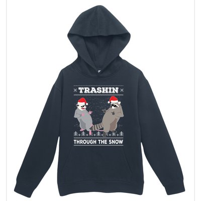 Trashin Through The Snow Garbage Gang Opossum Raccoon Santa Urban Pullover Hoodie