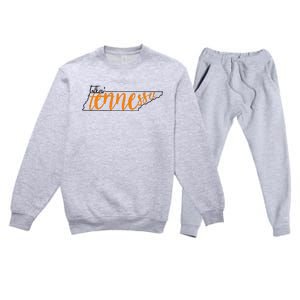 Talkin Tennessee Talking Tennessee Tn Orange White Outfits Premium Crewneck Sweatsuit Set