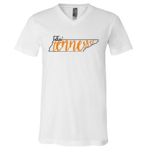 Talkin Tennessee Talking Tennessee Tn Orange White Outfits V-Neck T-Shirt