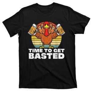 Turkey Time To Get Basted Retro Happy Thanksgiving T-Shirt