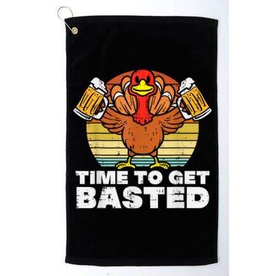 Turkey Time To Get Basted Retro Happy Thanksgiving Platinum Collection Golf Towel