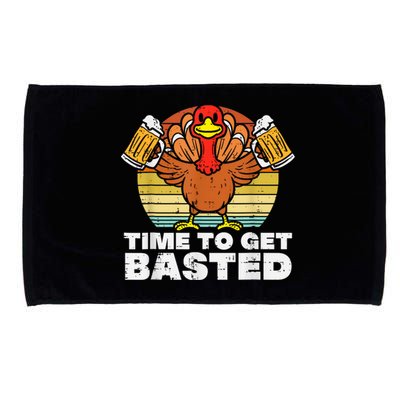 Turkey Time To Get Basted Retro Happy Thanksgiving Microfiber Hand Towel