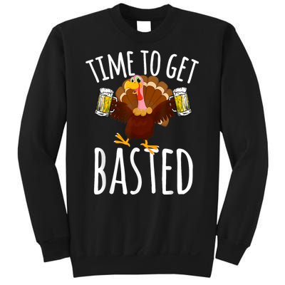 Turkey Time To Get Basted Retro Happy Thanksgiving Sweatshirt