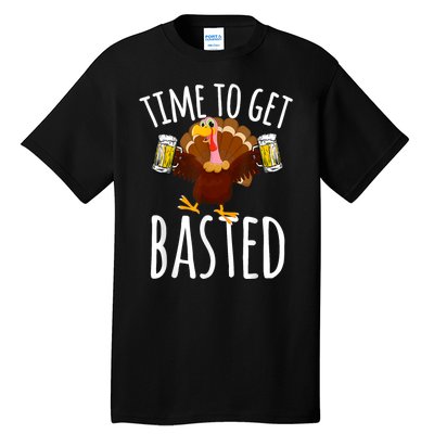 Turkey Time To Get Basted Retro Happy Thanksgiving Tall T-Shirt