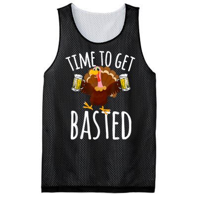 Turkey Time To Get Basted Retro Happy Thanksgiving Mesh Reversible Basketball Jersey Tank