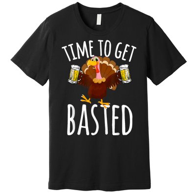 Turkey Time To Get Basted Retro Happy Thanksgiving Premium T-Shirt