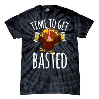 Turkey Time To Get Basted Retro Happy Thanksgiving Tie-Dye T-Shirt