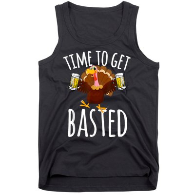 Turkey Time To Get Basted Retro Happy Thanksgiving Tank Top