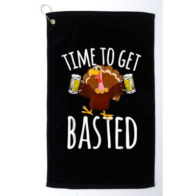 Turkey Time To Get Basted Retro Happy Thanksgiving Platinum Collection Golf Towel