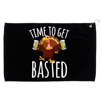 Turkey Time To Get Basted Retro Happy Thanksgiving Grommeted Golf Towel