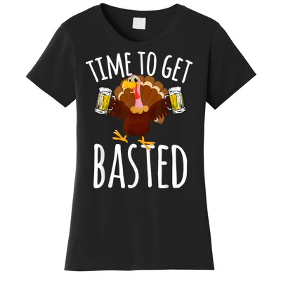 Turkey Time To Get Basted Retro Happy Thanksgiving Women's T-Shirt