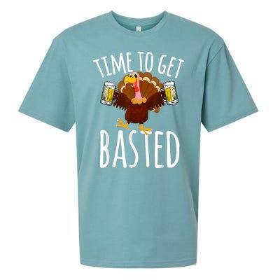 Turkey Time To Get Basted Retro Happy Thanksgiving Sueded Cloud Jersey T-Shirt