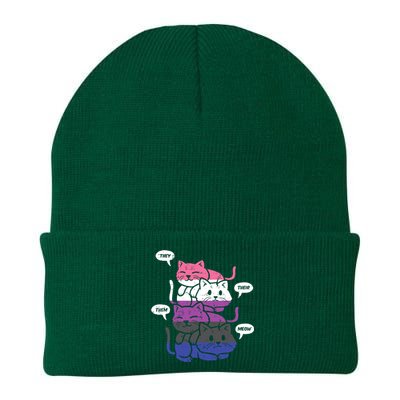 They Their Them Meow Cats Pronouns LGBTQ Genderfluid Flag Knit Cap Winter Beanie