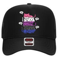 They Their Them Meow Cats Pronouns LGBTQ Genderfluid Flag High Crown Mesh Back Trucker Hat