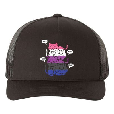 They Their Them Meow Cats Pronouns LGBTQ Genderfluid Flag Yupoong Adult 5-Panel Trucker Hat