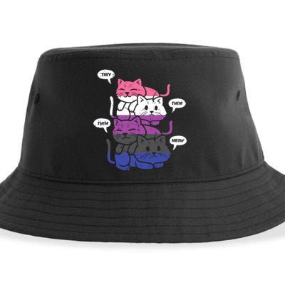 They Their Them Meow Cats Pronouns LGBTQ Genderfluid Flag Sustainable Bucket Hat